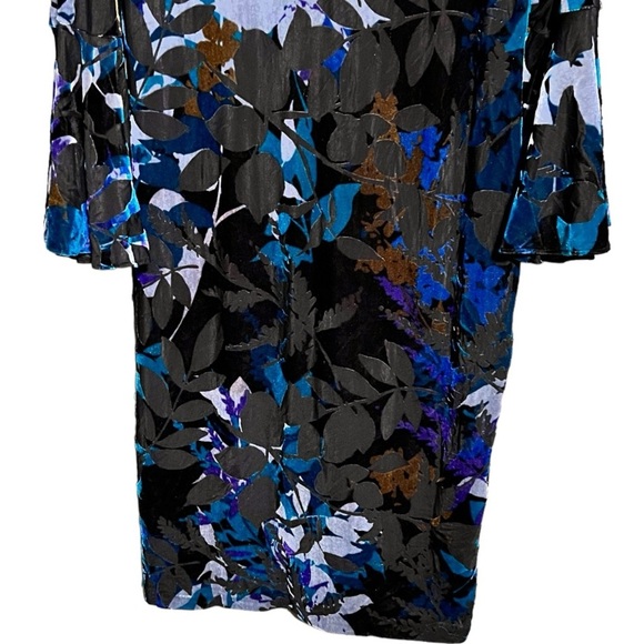 Calvin Klein Multicolored‎ Burnout Velvet Bell-Sleeve Dress - Picture 5 of 9